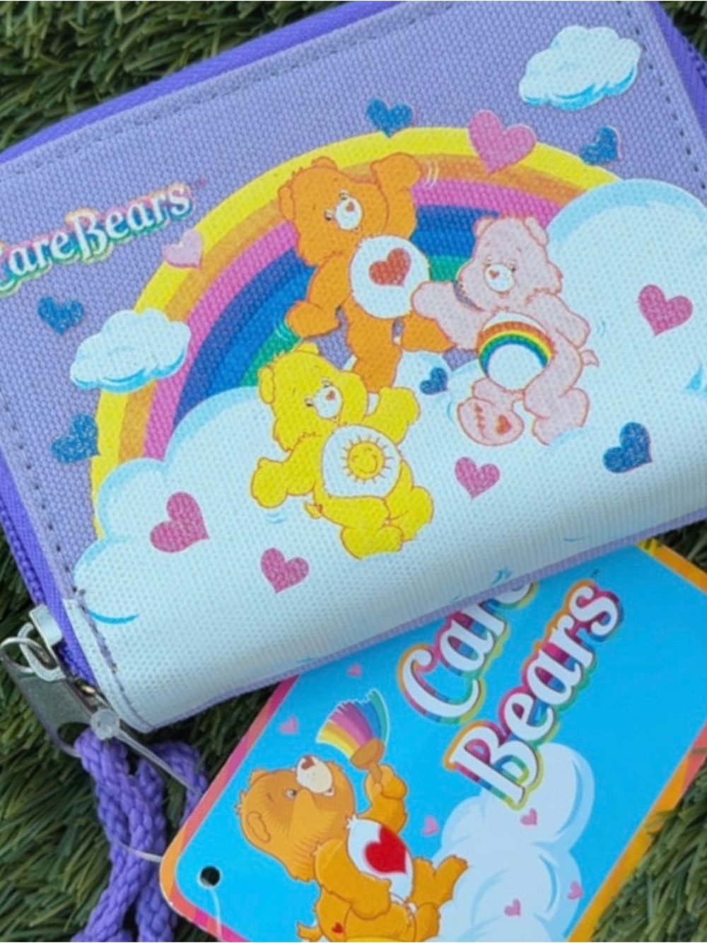 Care Bears Lavender Rainbow Kids Wallet with Heart & Cloud Art
